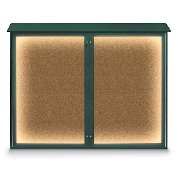 24"x36" 1-Door Enclosed Outdoor Letterboard, Green Felt/Black Alum